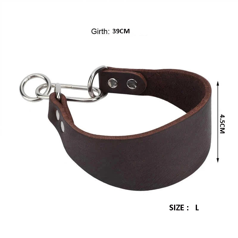 Durable Adjustable Greyhounds and Whippets Wide Leather Dog Collar