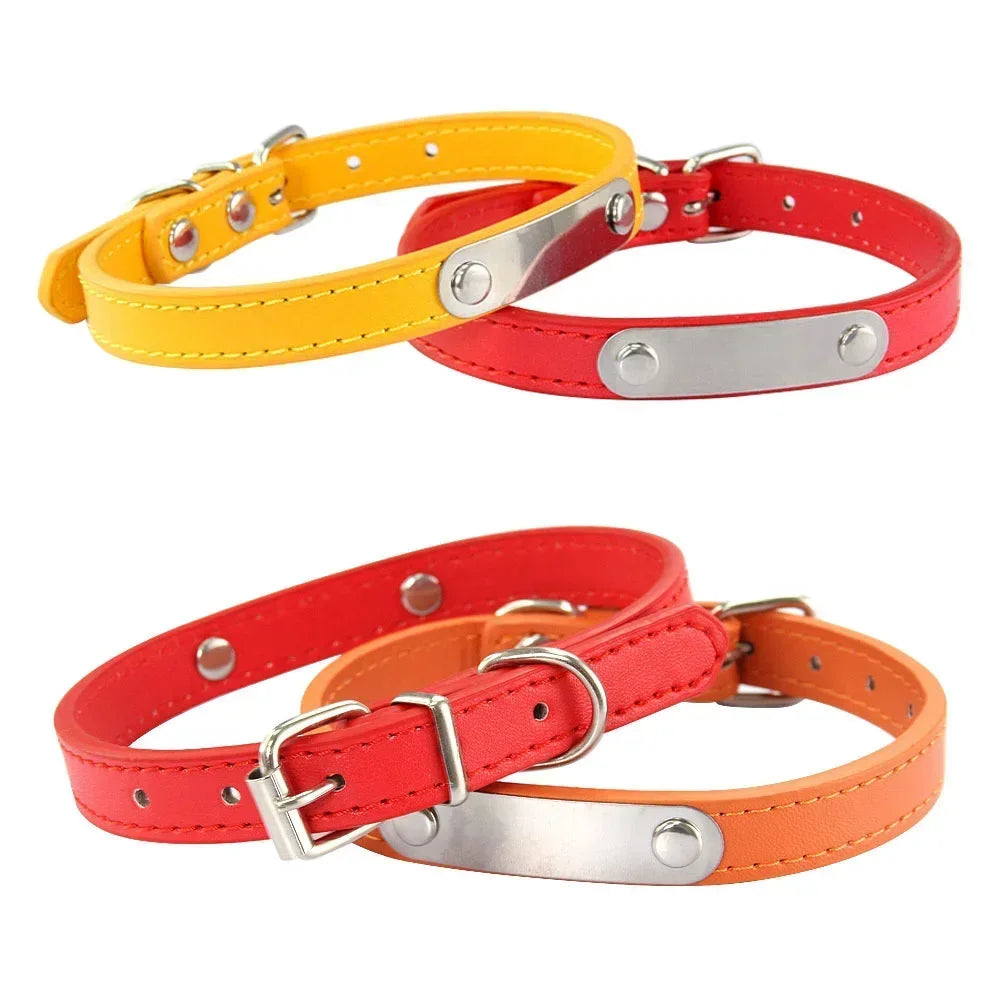 Anti-Lost Design Personalized PU Leather Dog Collar