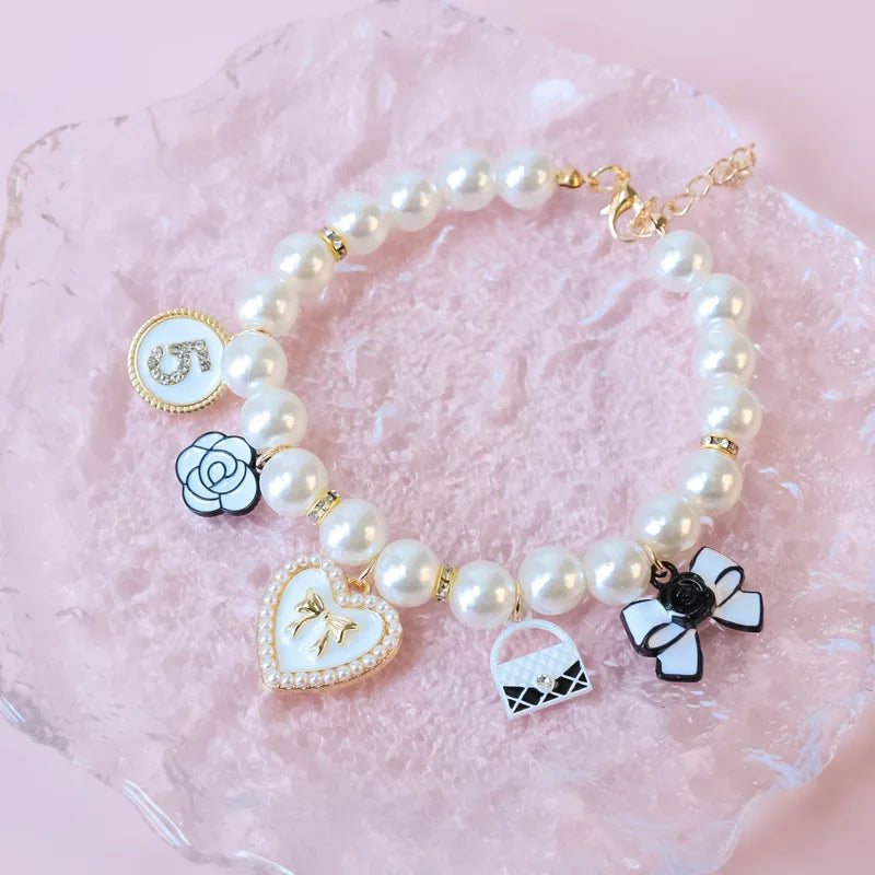 Cute Pet Pearl Collar with Bow Tie
