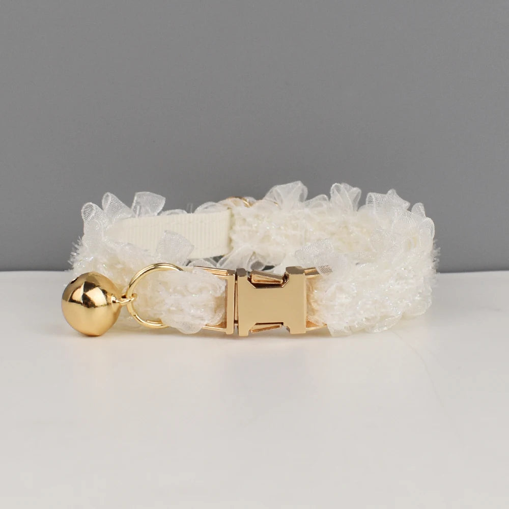 Personalized Lace Bell Adjustable Soft Pet Collar
