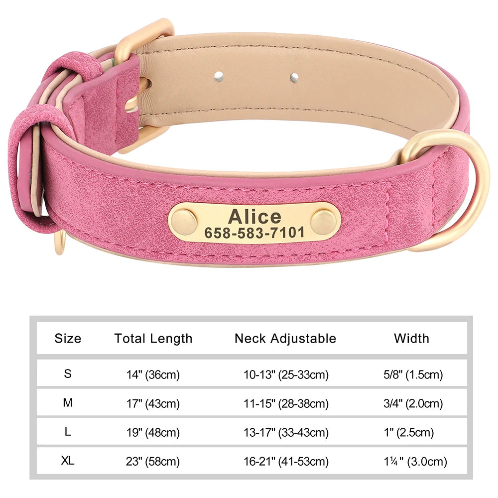 Personalized Custom Engraved PU Leather Dog Collar