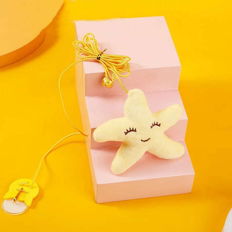 Hanging Cat Teasing Stick Dragonfly Feather Toy with Bell & Elastic Rope