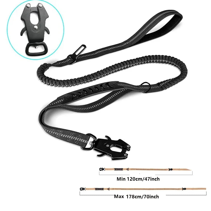 Reflective, Shock-Absorbing No-Pull Tactical Bungee Dog Leash