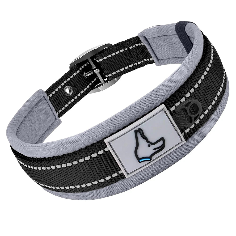 Adjustable Heavy-Duty Nylon Neoprene Padded Reflective Dog Collar