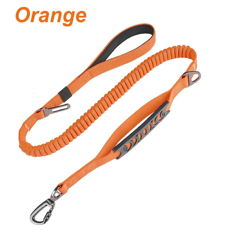 Shock Absorbing Multi-Functional Reflective Retractable Dog Leash