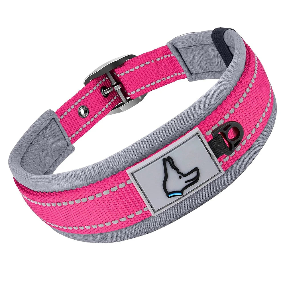 Adjustable Heavy-Duty Nylon Neoprene Padded Reflective Dog Collar