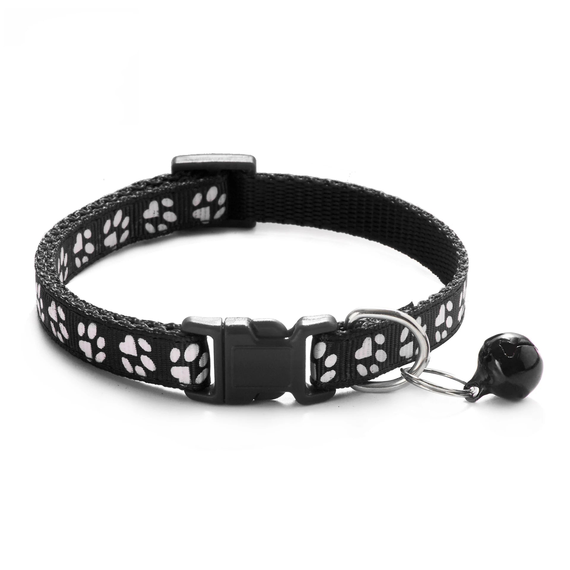 Colorful Pet Collar with Bell Adjustable Cartoon Footprint Design
