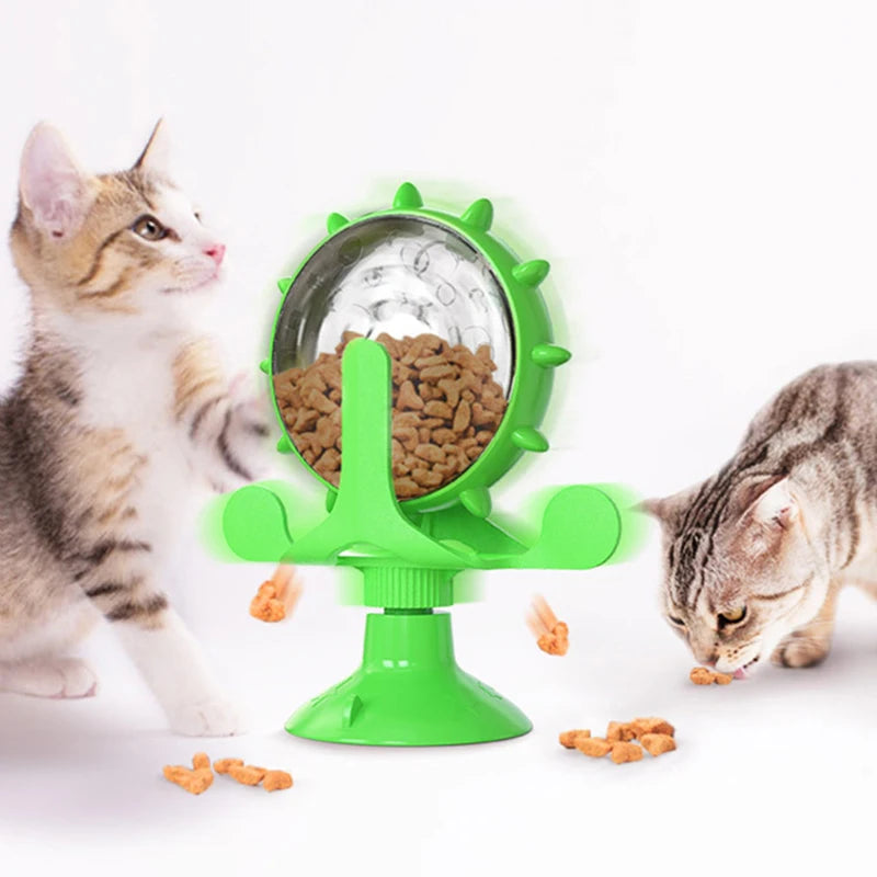 Interactive Cat Feeding Windmill Toy Food Dispenser & IQ Trainer