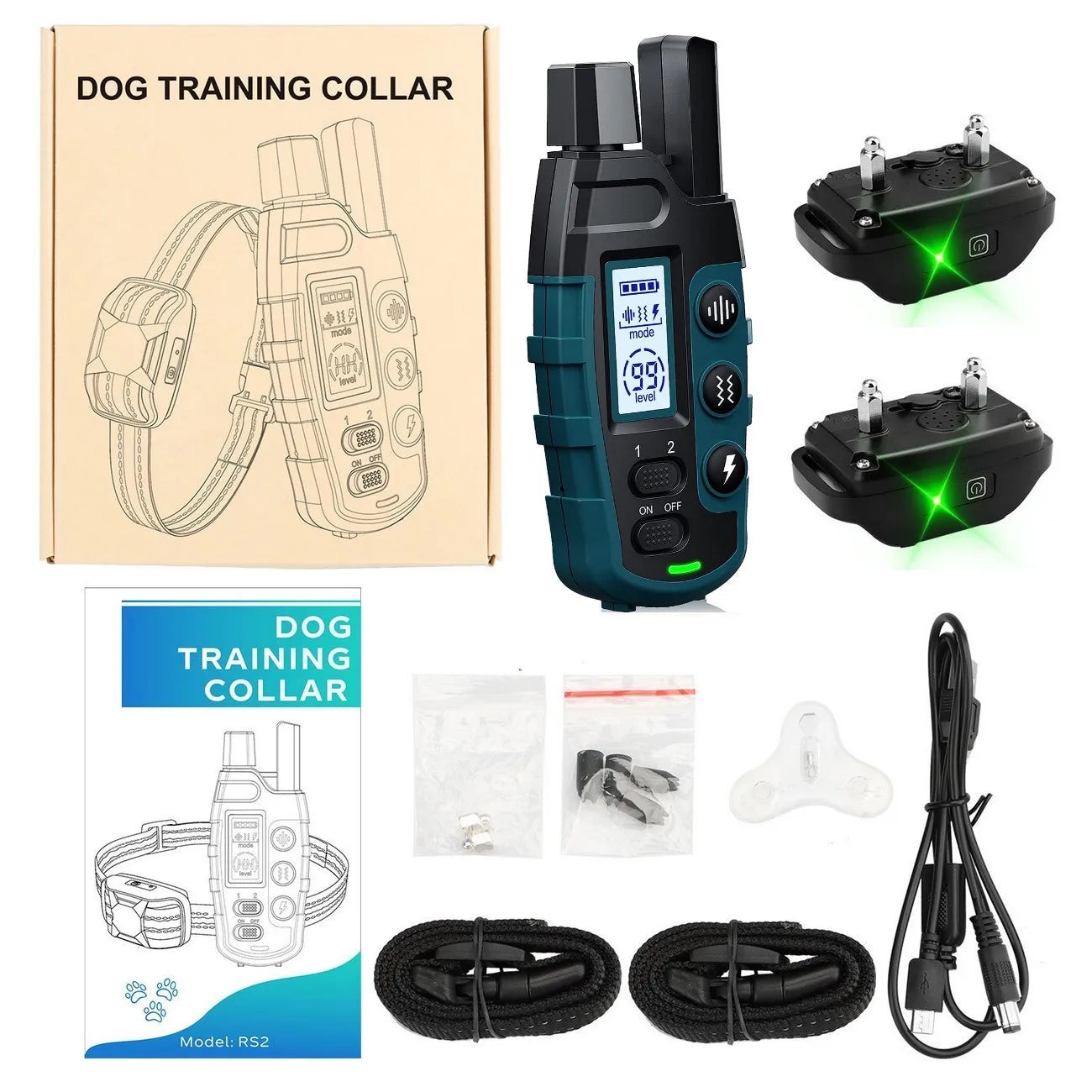 1000M Dog Training Collar – Waterproof, Shock/Vibration, for 2 Dogs