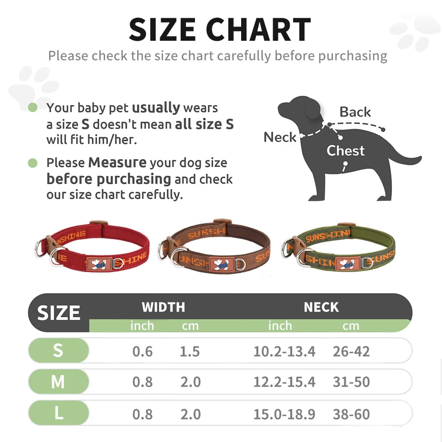 Dog Collar Adjustable, Colorful Prints with Metal D-Rings