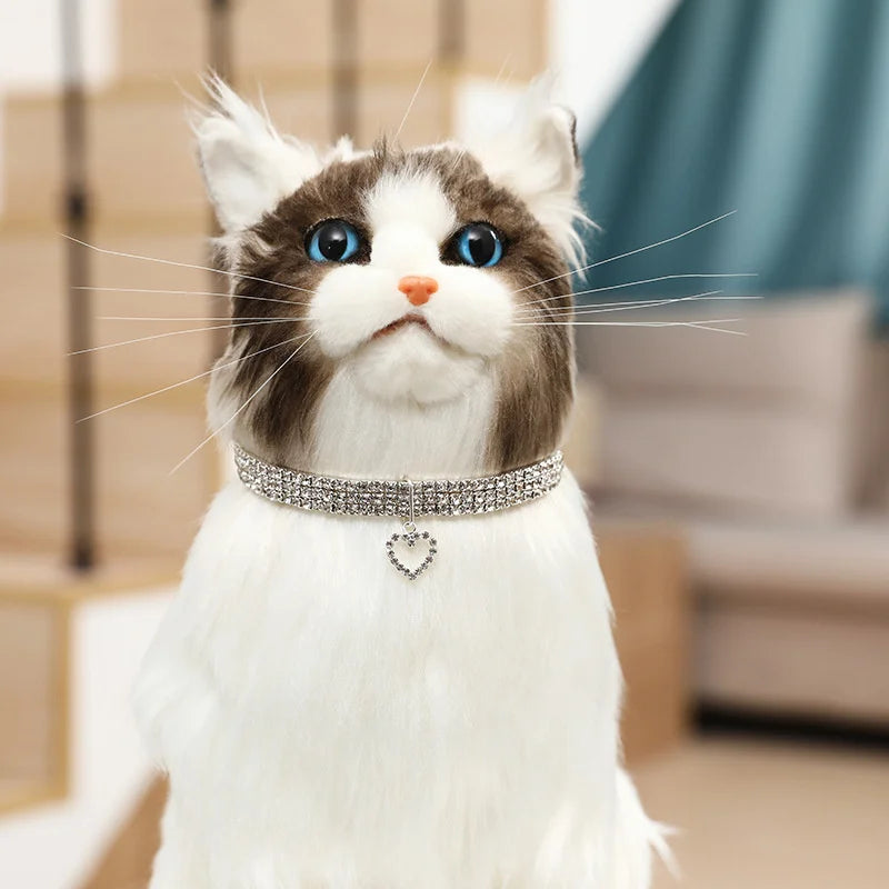 3-Row Elastic Necklace Rhinestone Pet Collar