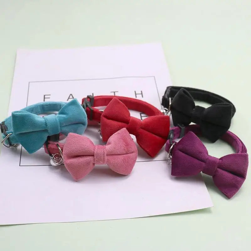 Adjustable Pet Collar with Bell & Bowknot Safety Buckle for Small Dogs & Cats
