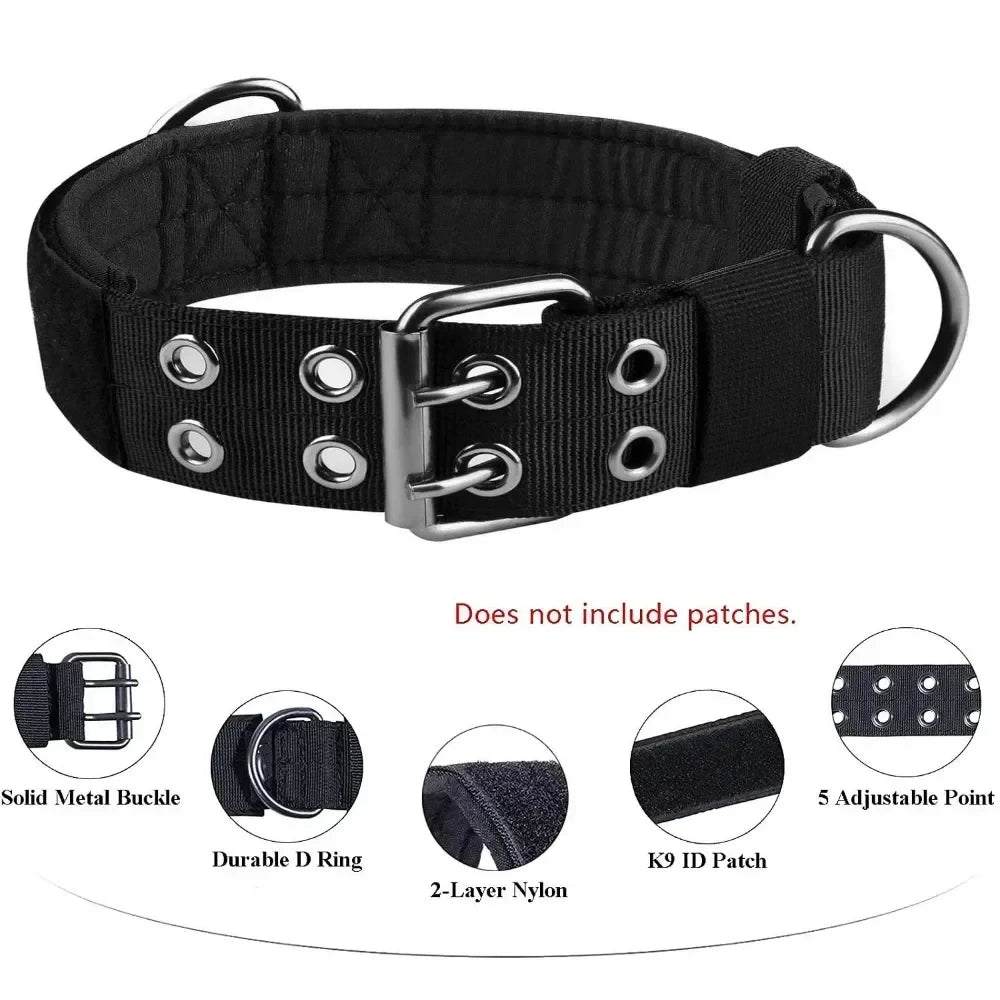 Adjustable Tactical Dog Collar with Double Buckle