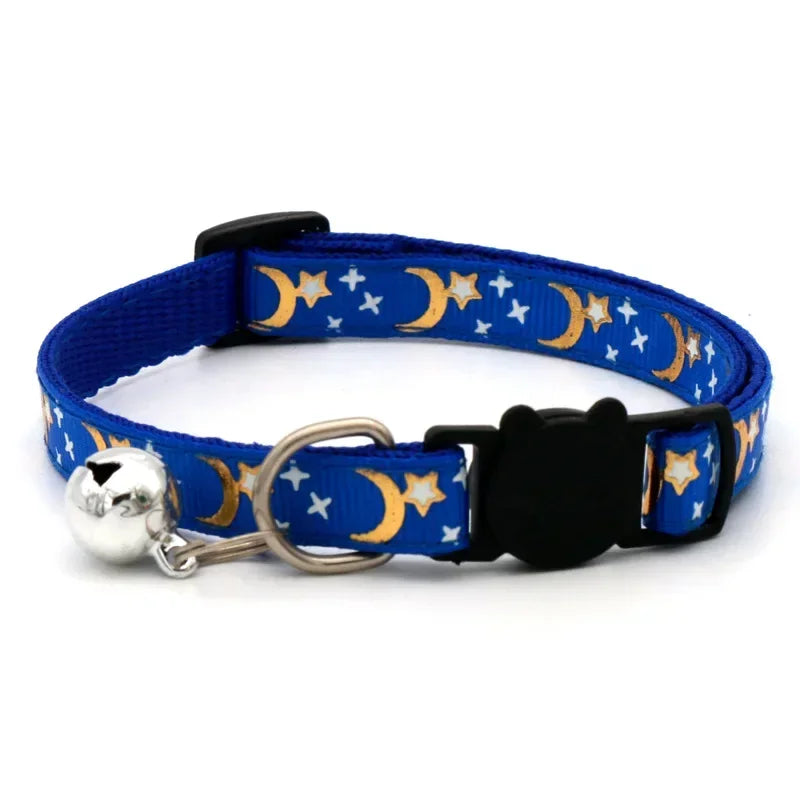 Safety Buckle Reflective Gold Star & Moon Pet Collar