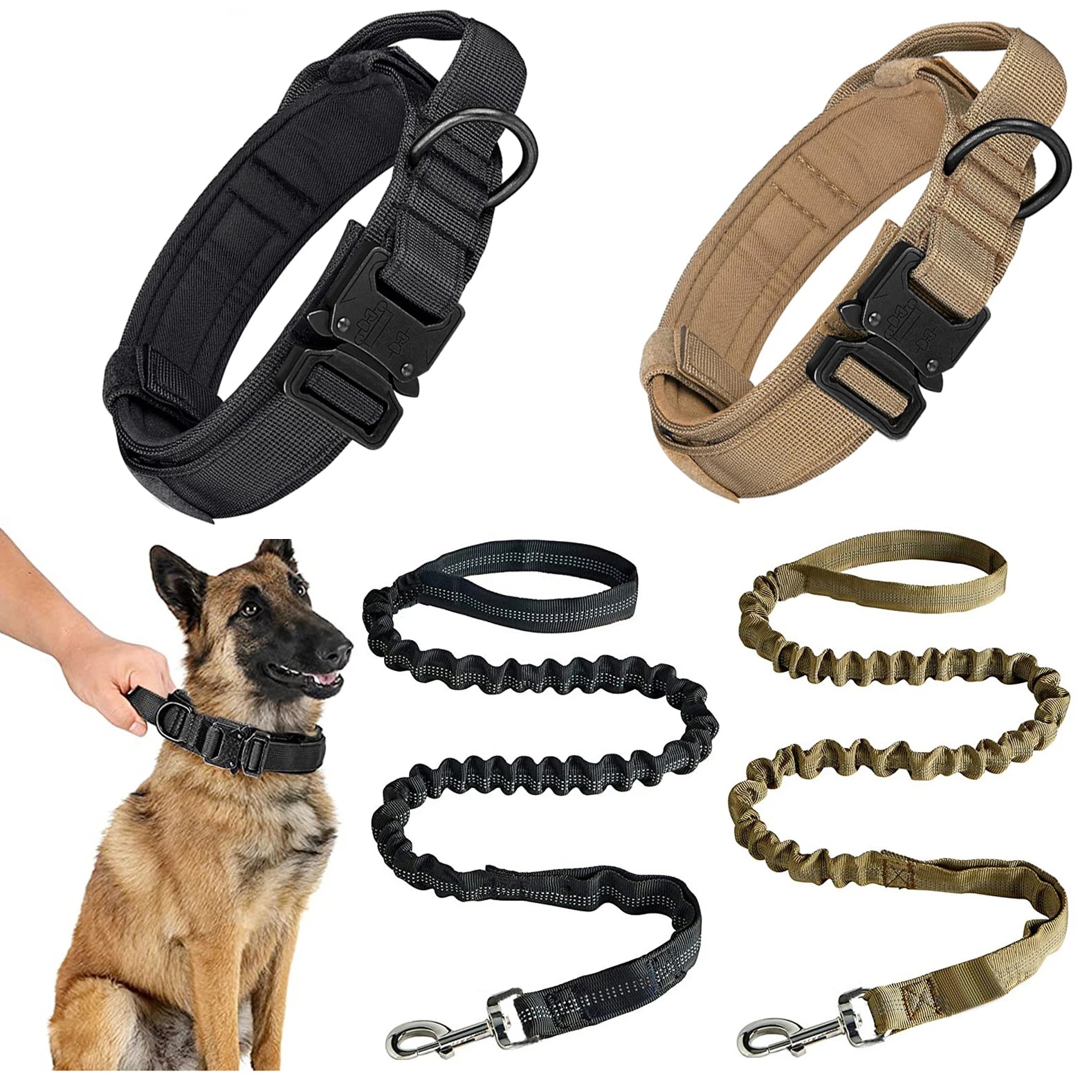Adjustable Heavy-Duty Tactical Dog Collar and Leash Set