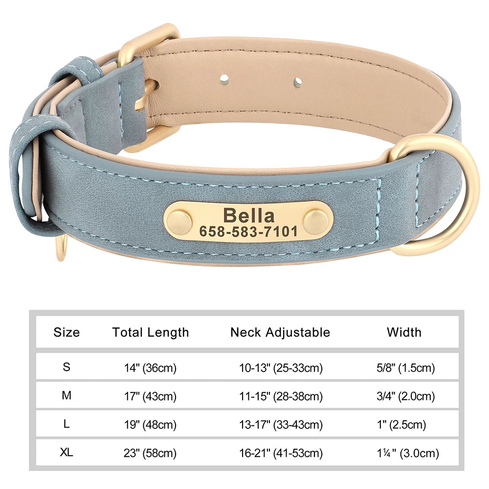 Personalized Custom Engraved PU Leather Dog Collar