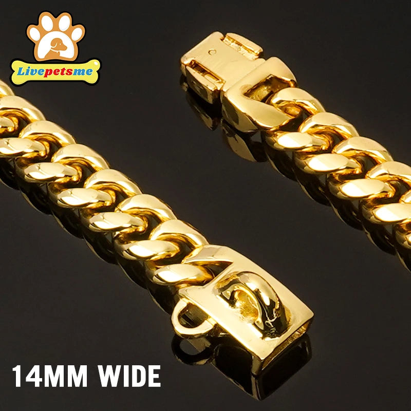 Strong Metal Choke Stainless Steel Cuban Link Dog Collar