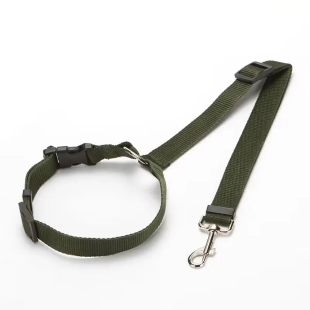 2-in-1 Adjustable Solid Color Nylon Safety Pet Car Seat Belt & Leash