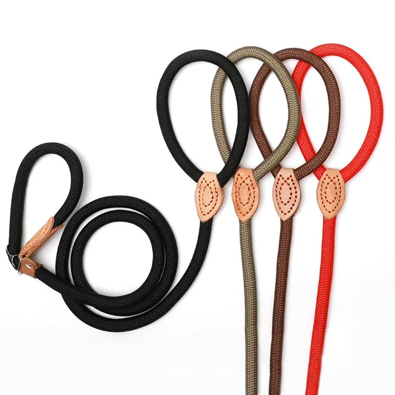 Adjustable Braided Training Lead Heavy Duty Slip Rope Dog Leash