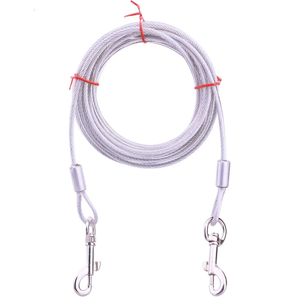 Chew-Proof Iron Wire Tie-Out Cable Heavy Duty Double Dog Leash