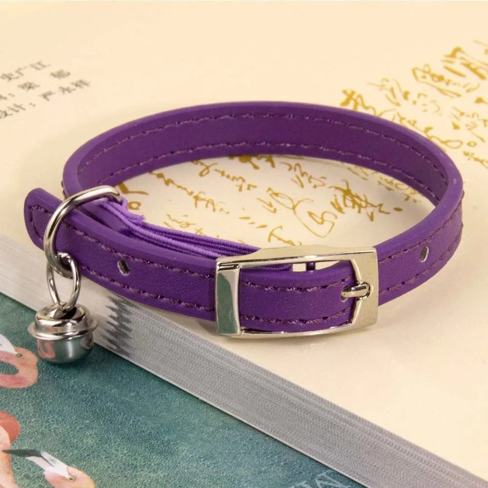 Adjustable Safety Anti-Suffocation Necklace Soft PU Leather Cat Collar