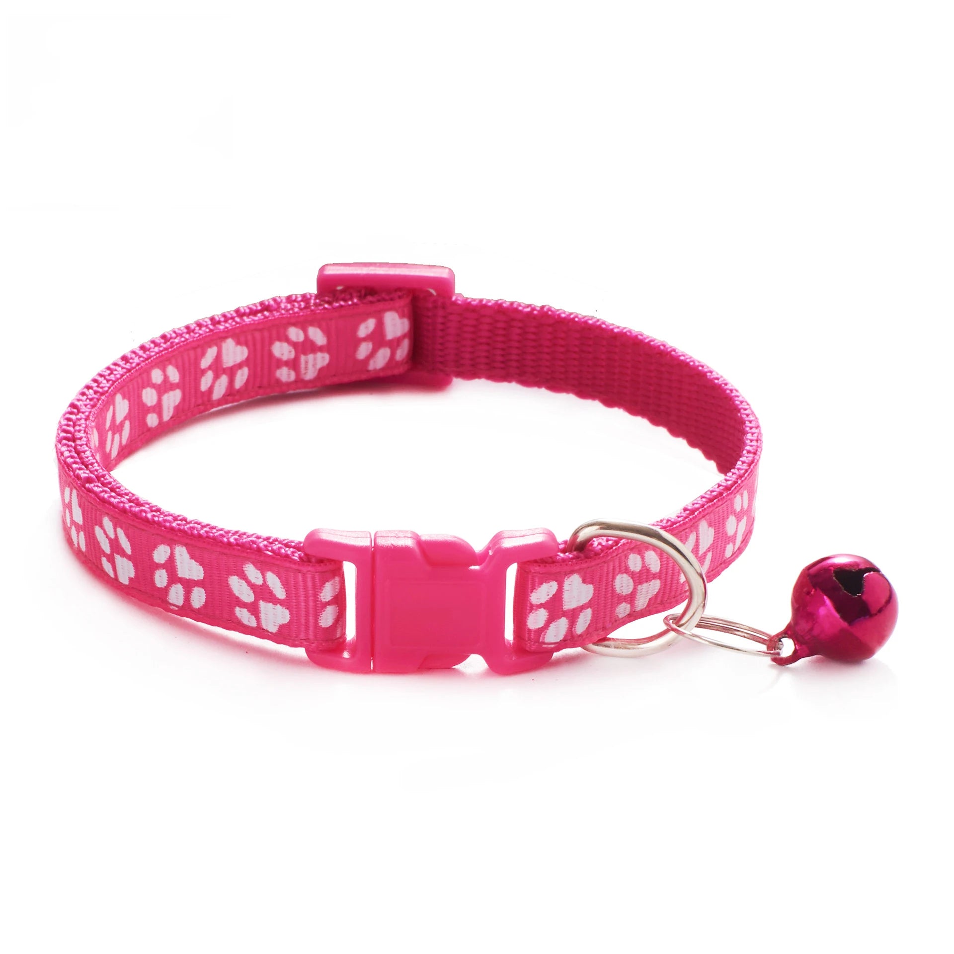 Colorful Pet Collar with Bell Adjustable Cartoon Footprint Design