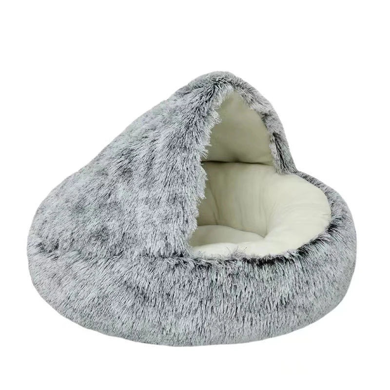 Warm Sleeping Soft Plush Round Pet Bed with Cover