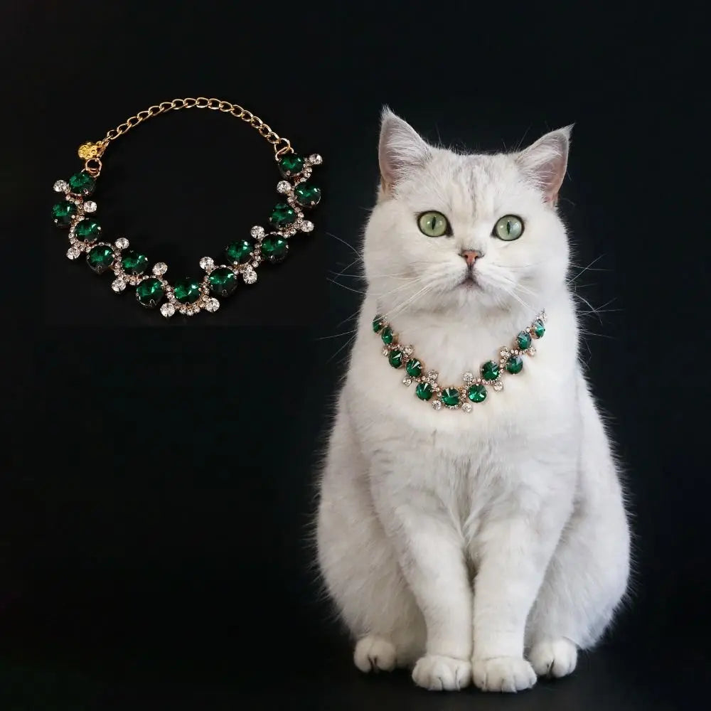 Adjustable Colorful Pearl Princess Rhinestone Cat Collar