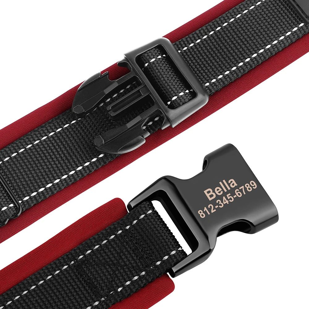 Adjustable Padded Personalized Reflective Dog Collar