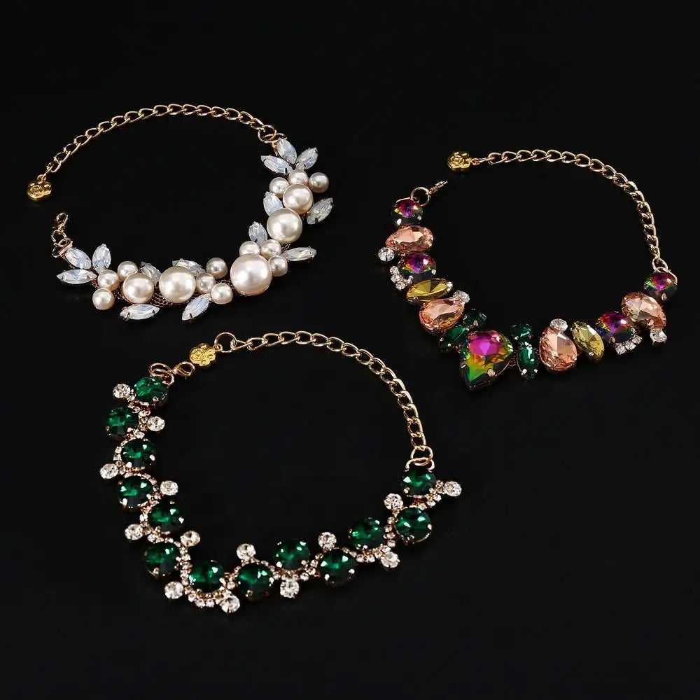 Adjustable Colorful Pearl Princess Rhinestone Cat Collar