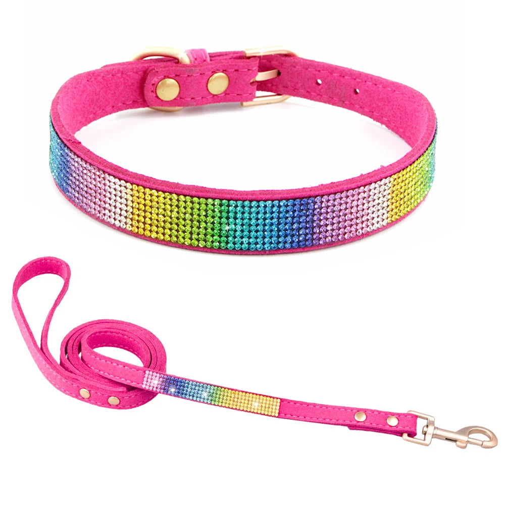 Luxury Rhinestone Dog Collar and Leash Set