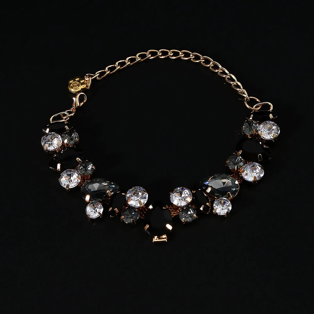 Luxury Crystal Cat & Puppy Necklace Adjustable Diamond Chain Collar