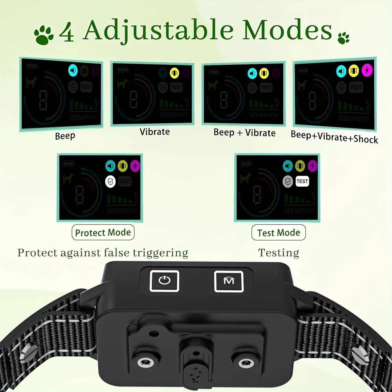Smart Anti-Bark Collar Vibration & Optional Shock, Rechargeable