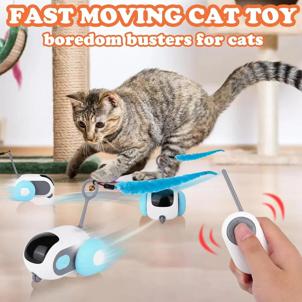 Smart Cat Toy Car 2 Modes, Remote Control for Interactive Play & Training