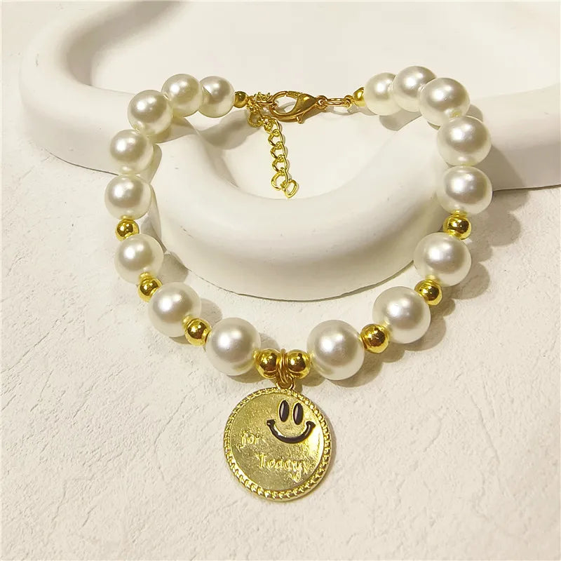 Rose Flower Adjustable Pearl Cat Collar