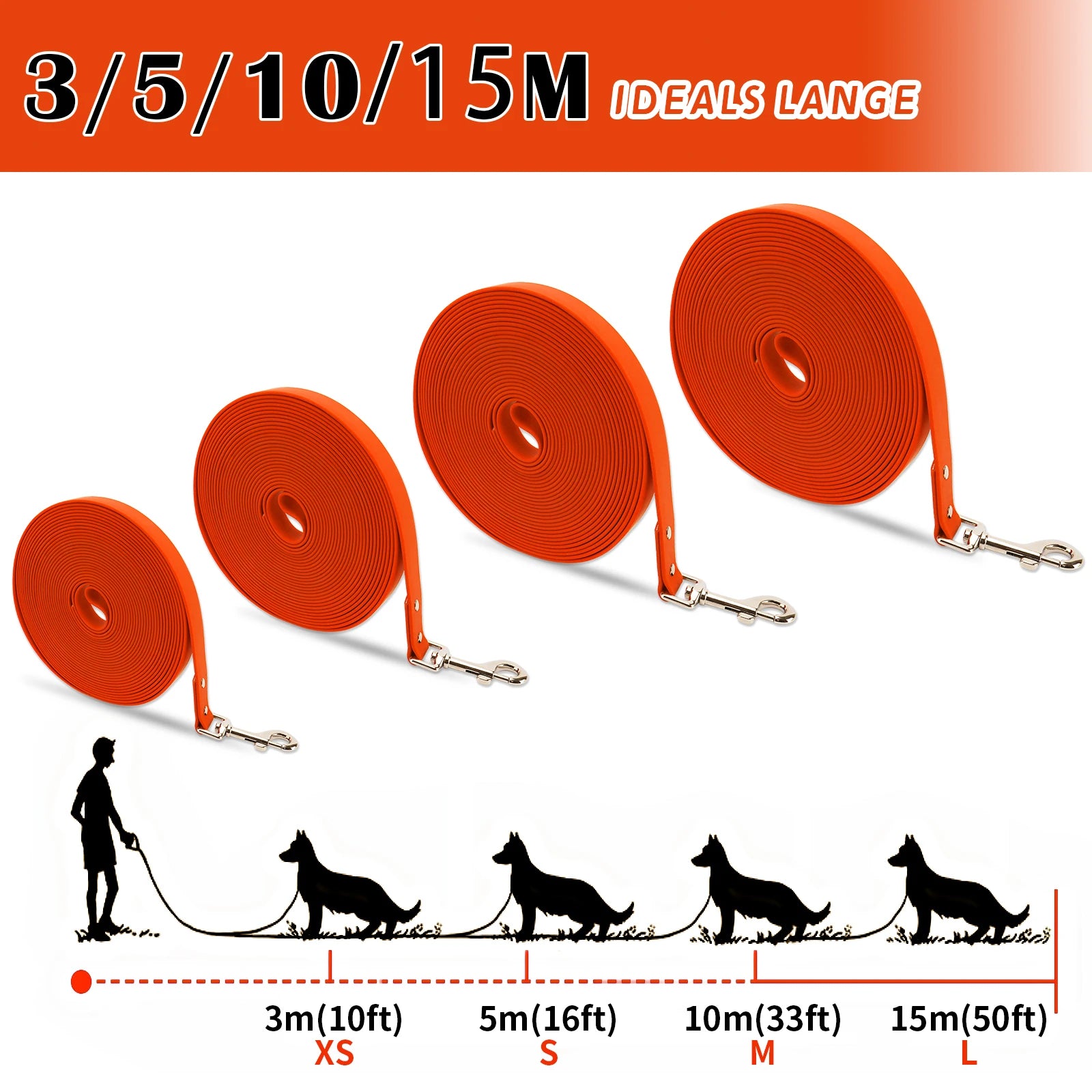 Easy-to-Clean Training Waterproof Long PVC Dog Leash