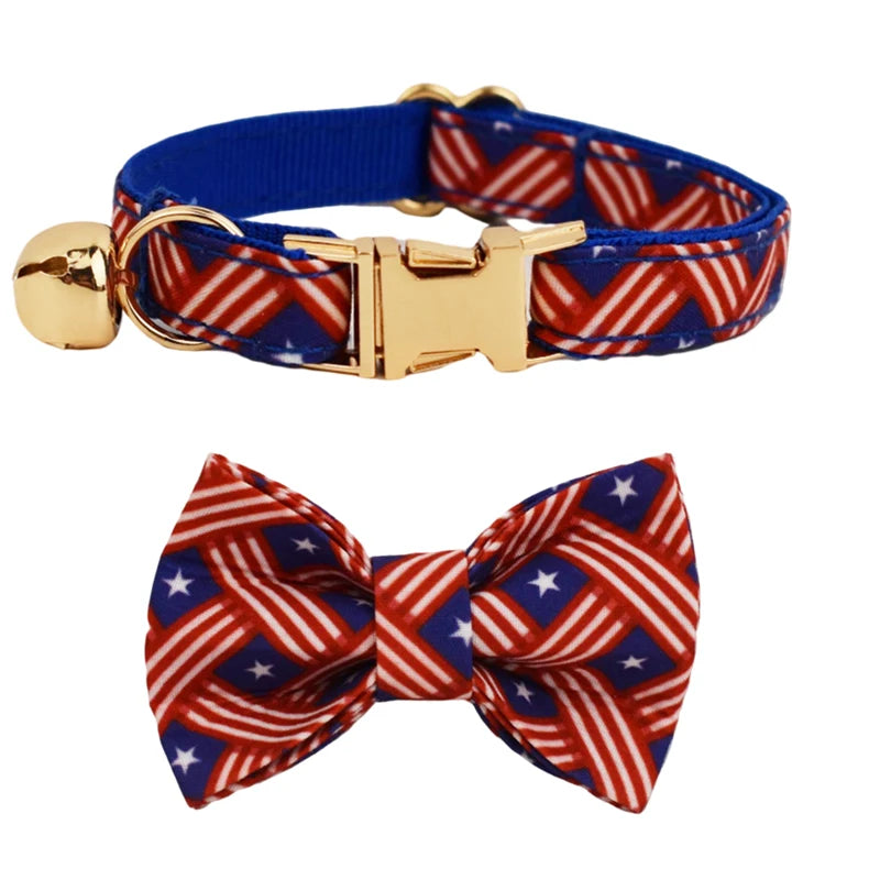 Personalized Adjustable Cat Collar with Bowknot & Bell