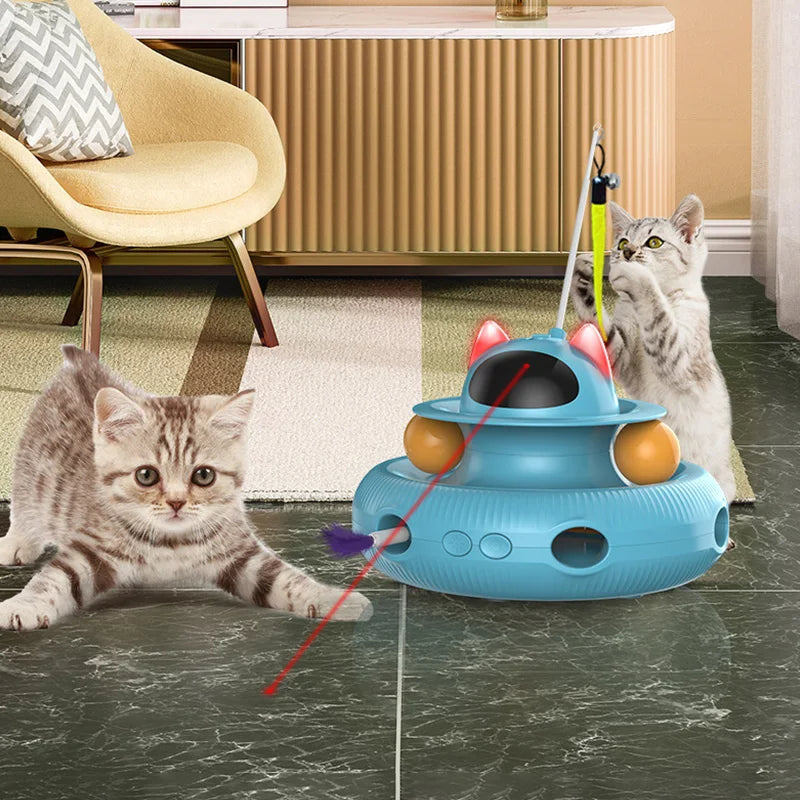 4-in-1 Smart Interactive Cat Toy USB Rechargeable Teaser & Turntable Trainer