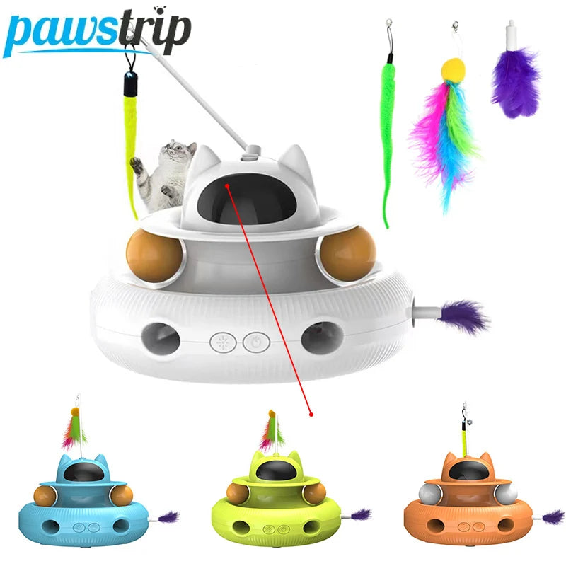 4-in-1 Smart Interactive Cat Toy USB Rechargeable Teaser & Turntable Trainer